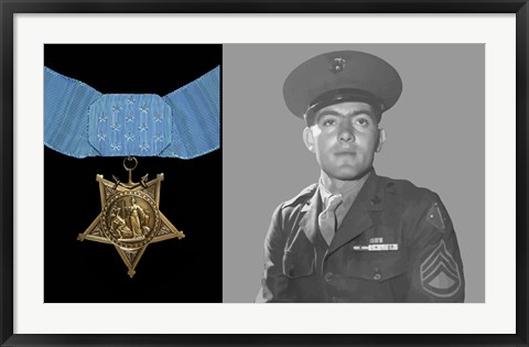 Framed Sergeant John Basilone and the Medal of Honor Print