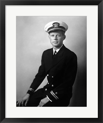 Framed John F Kennedy in his Navy Uniform Print