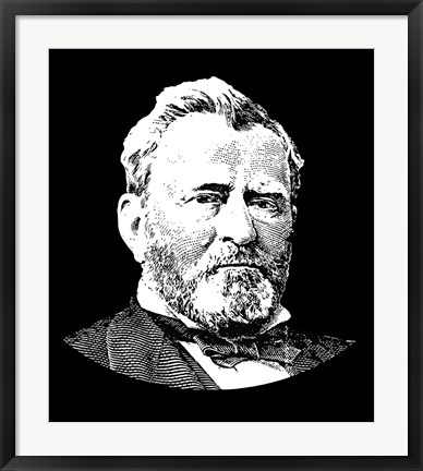 Framed Vector Portrait of General Ulysses S Grant Print