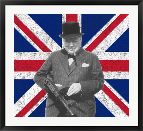 Framed Sir WInston Churchill with Union Jack Print