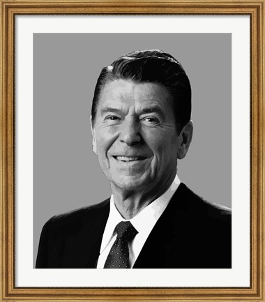 Framed Vector Portrait of Ronald Reagan Print