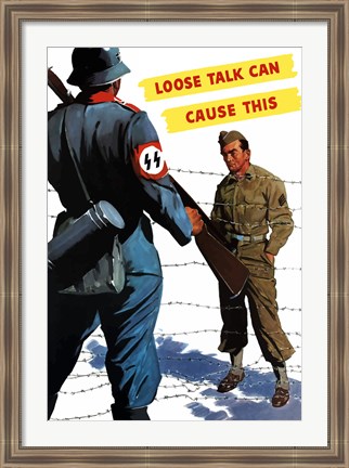 Framed Loose Talk (War Propoganda Snake Poster) Print