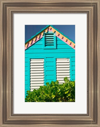 Framed Colorful Cottage at Compass Point Resort, Gambier, Bahamas, Caribbean Print