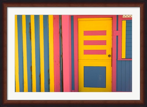 Framed Colorful Doorway, New Providence Island, Bahamas, Caribbean Print