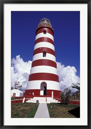 Framed Candystripe Lighthouse, Elbow Cay, Bahamas, Caribbean Print