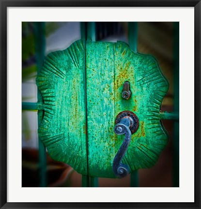 Framed Iron Gate Door Handle in Road Town, Tortola, British Virgin Islands Print