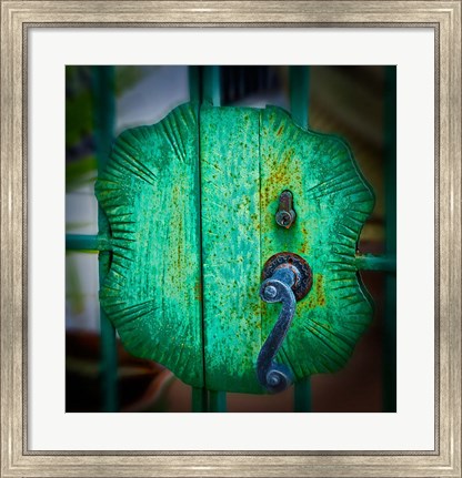 Framed Iron Gate Door Handle in Road Town, Tortola, British Virgin Islands Print