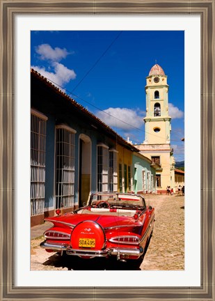 Framed Old worn 1958 Classic Chevy, Trinidad, Cuba Print