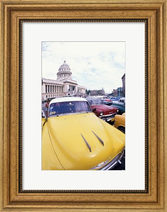 Framed Classic 1950&#39;s Auto at Havana Capitol, Havana, Cuba Print