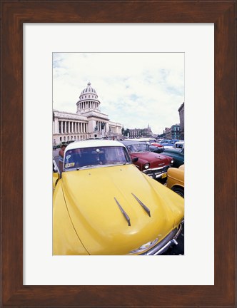 Framed Classic 1950&#39;s Auto at Havana Capitol, Havana, Cuba Print