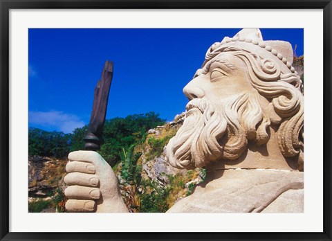 Framed Statue of Neptune in Bermuda Maritime Museum, Royal Naval Dockyard, Bermuda, Caribbean Print