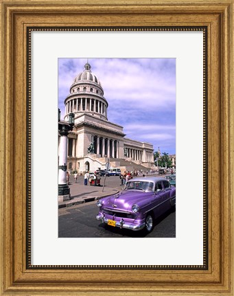 Framed Classic 1950&#39;s purple Auto, Havana, Cuba Print