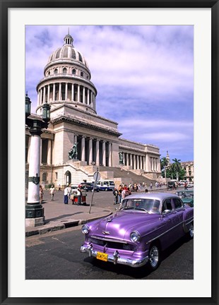 Framed Classic 1950&#39;s purple Auto, Havana, Cuba Print