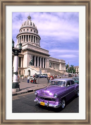 Framed Classic 1950&#39;s purple Auto, Havana, Cuba Print