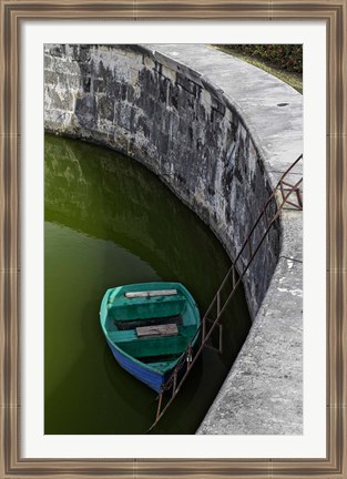 Framed Boat at the fortress of La Fuerza in Havana, Cuba Print