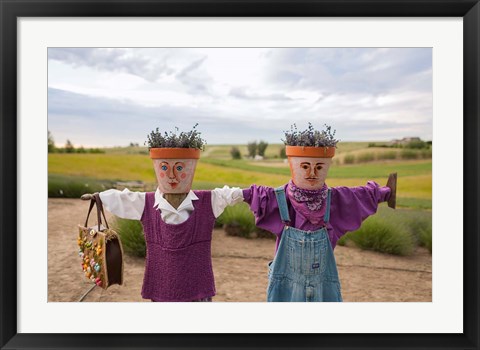 Framed Scarecrows at a lavendar farm in SE Washington Print