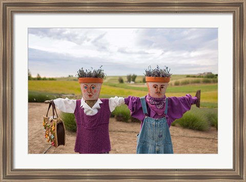 Framed Scarecrows at a lavendar farm in SE Washington Print