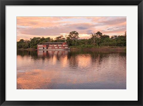 Framed Delfin river boat, Amazon basin, Peru Print