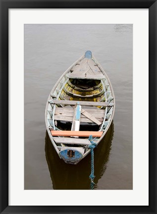 Framed Lone wooden boat, Santarem, Rio Tapajos, Brazil, Amazon Print