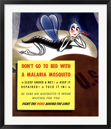 Framed Don&#39;t Go To Bed With A Malaria Mosquito Print