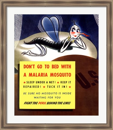 Framed Don&#39;t Go To Bed With A Malaria Mosquito Print