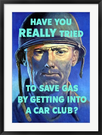 Framed Save Gas - Car Club Print