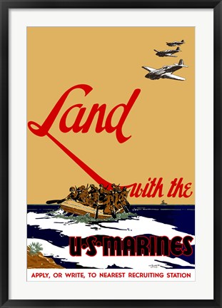 Framed Land with the U.S.  Marines Print