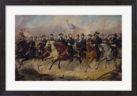 Framed Ulysses S Grant and His Generals on Horeback Print