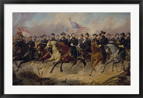 Framed Ulysses S Grant and His Generals on Horeback Print