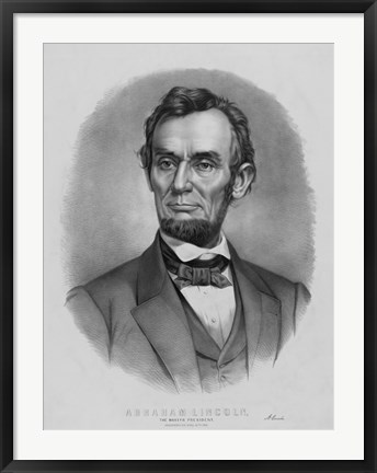 Framed Vintage Abraham Lincoln (black &amp; white) Print