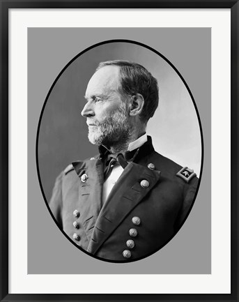 Framed Union Civil War General William Tecumseh Sherman Print