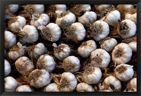 Framed Cuba, Santa Clara Garlic Cloves for sale in a local street market Print