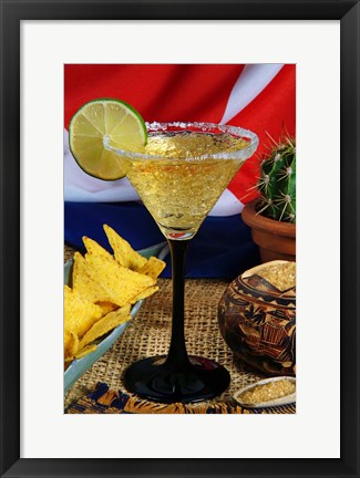 Framed Daiquiri cocktail and Cuban flag Print