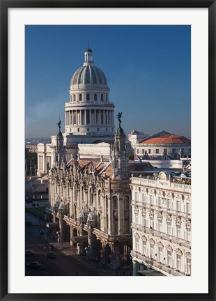 Framed Cuba, Havana, Capitol Building and town Print