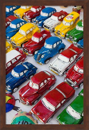 Framed Cuba, Sancti Spiritus, Trinidad, paper-mache cars Print