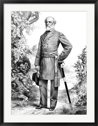 Framed General Robert E Lee Stand (black &amp; white) Print