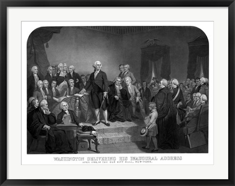 Framed President George Washington&#39; Inaugural Address Print