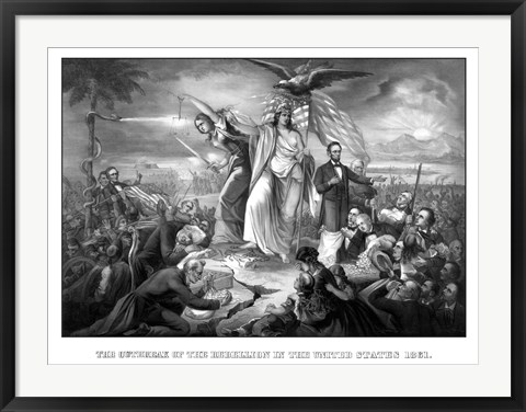 Framed Lady Liberty During the Outbreak of War Print