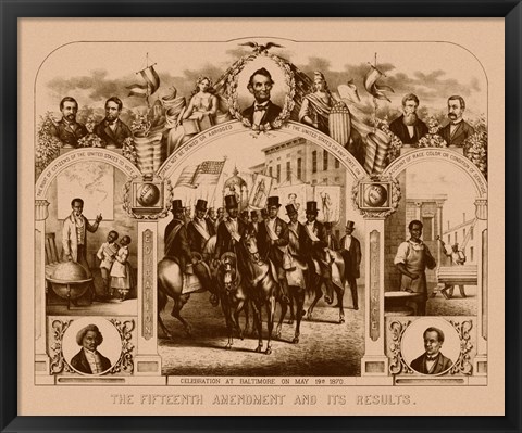 Framed Fifteenth Amendment and Its Results Print