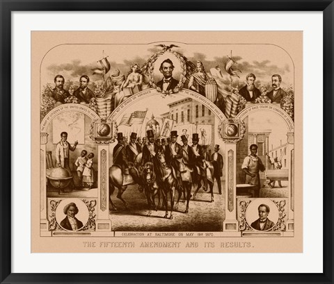 Framed Fifteenth Amendment and Its Results Print