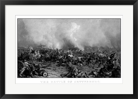 Framed Battle of Gettysburg (digitally restored, black &amp; white) Print