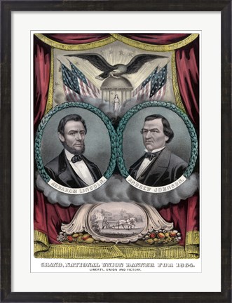 Framed Digitally Restored 1864 Election Banner Print