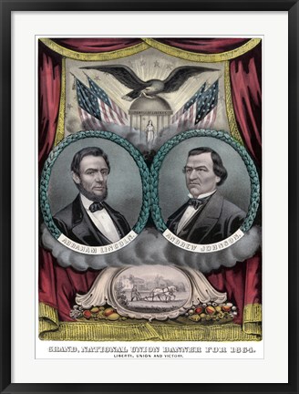 Framed Digitally Restored 1864 Election Banner Print