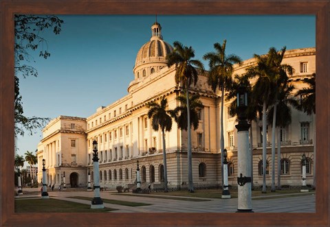 Framed Cuba, Havana, Capitol Building, sunset Print