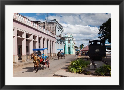 Framed Cuba, Matanzas Province, Colon, horse drawn taxi Print