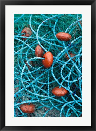 Framed Dominica, Anse de Mai, fishing net Print