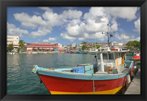 Framed Fish Sellers at the Waterfront, Grande Terre, Guadaloupe, Caribbean Print