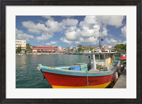Framed Fish Sellers at the Waterfront, Grande Terre, Guadaloupe, Caribbean Print