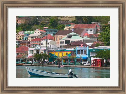 Framed Shops, Restaurants and Wharf Road, The Carenage, Grenada, Caribbean Print