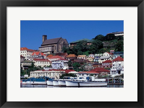 Framed Boats in Harbor, St George, Grenada, Caribbean Print